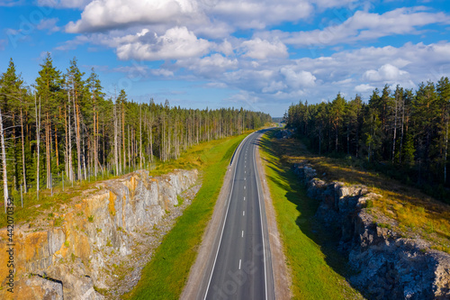 Road in Karelia. Russia. An...