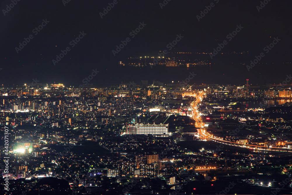 米ノ山展望台から見た福岡の夜景　福岡県篠栗町　Night view of Fukuoka seen from Komenoyama Observatory Fukuoka-ken Sasaguri town