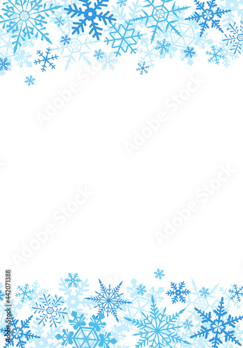 様々な種類の雪の結晶のベクターイラストフレーム(背景,クリスマス,X'mas)