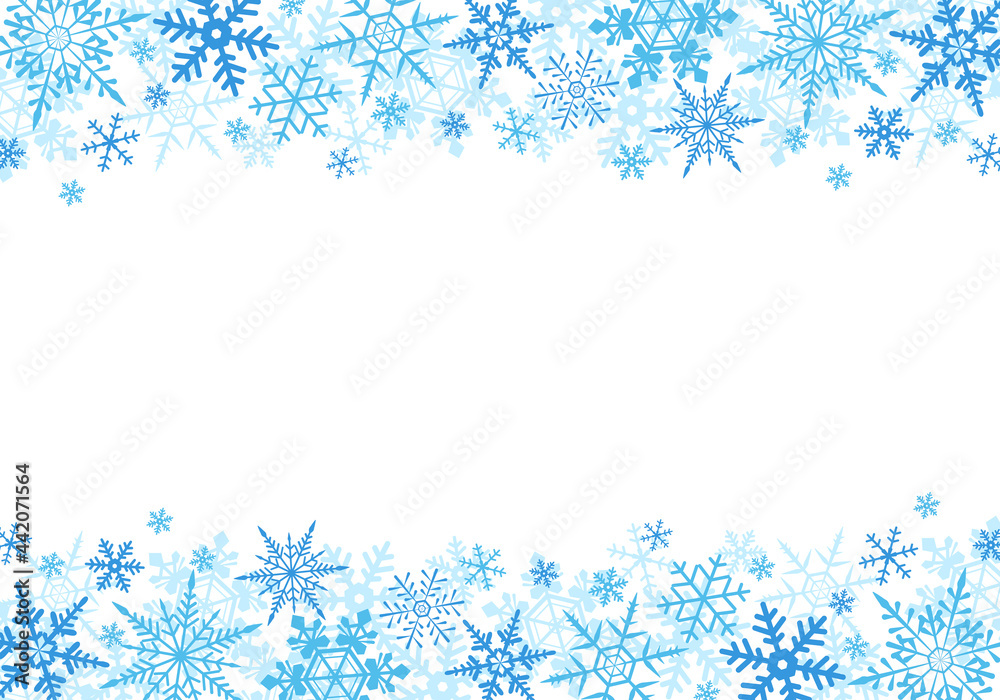 様々な種類の雪の結晶のベクターイラストフレーム(背景,クリスマス,X'mas)