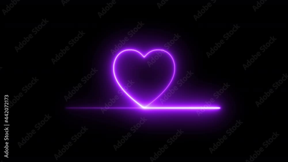 Colorful abstract heart line neon blazing symbol sign on black background. Heart beat neon line glowing moving motion. Colorful abstract heart line neon blazing symbol sign on black background. Heart beat neon line glowing moving motion.