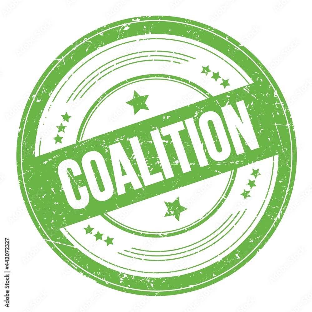 COALITION text on green round grungy stamp. COALITION text on green round grungy stamp.