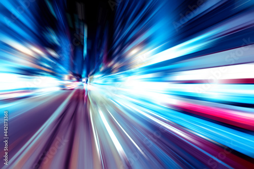 Abstract image of night traffic light trails in the city