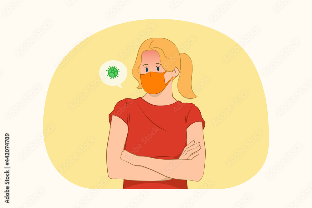 Sick young woman wear face mask concept Sick young woman wear face mask concept