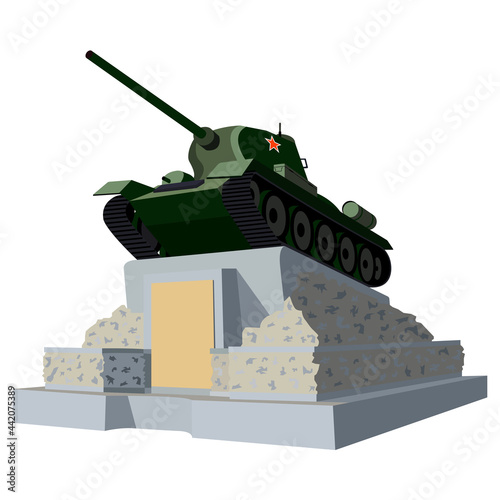 May 9 - Victory Day, a monument to the tank. Vector image.