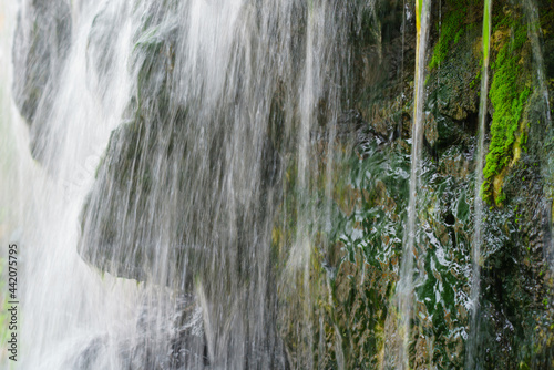 Waterfall in garden at the public park.