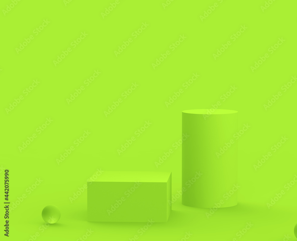 3d green podium minimal studio background. Abstract 3d geometric shape object illustration render.Display for organic food and eco natural product. 3d green podium minimal studio background. Abstract 3d geometric shape object illustration render.Display for organic food and eco natural product.