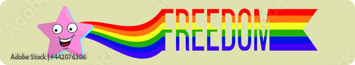 Free love symbol. LGBT rainbow. Star on a rainbow background. Flat design.