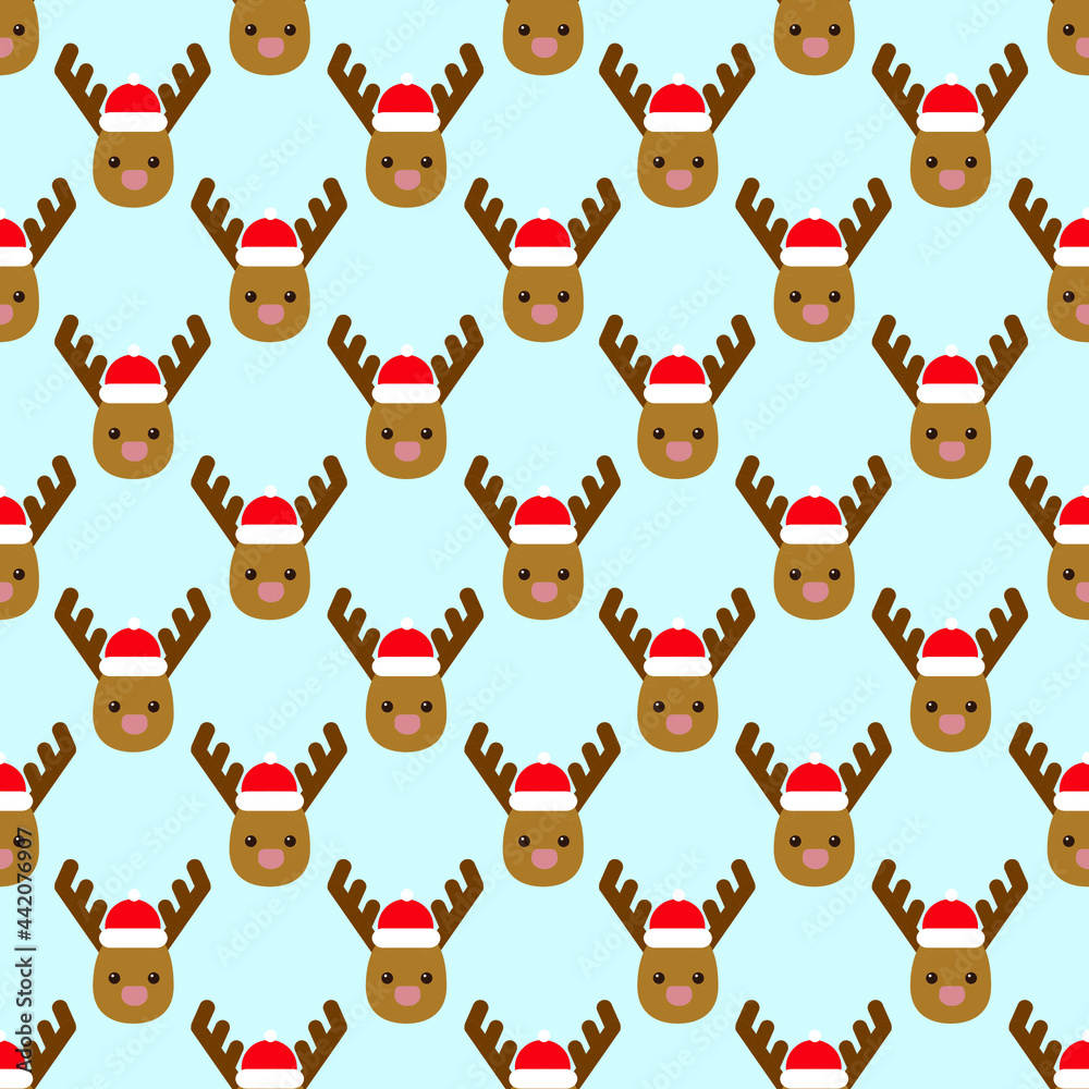 Obraz premium Seamless pattern with Christmas deer head. Merry Christmas vector background.