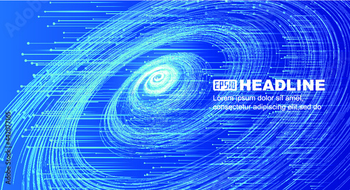 Helical coils emitting dot line particle Internet technology big data background.