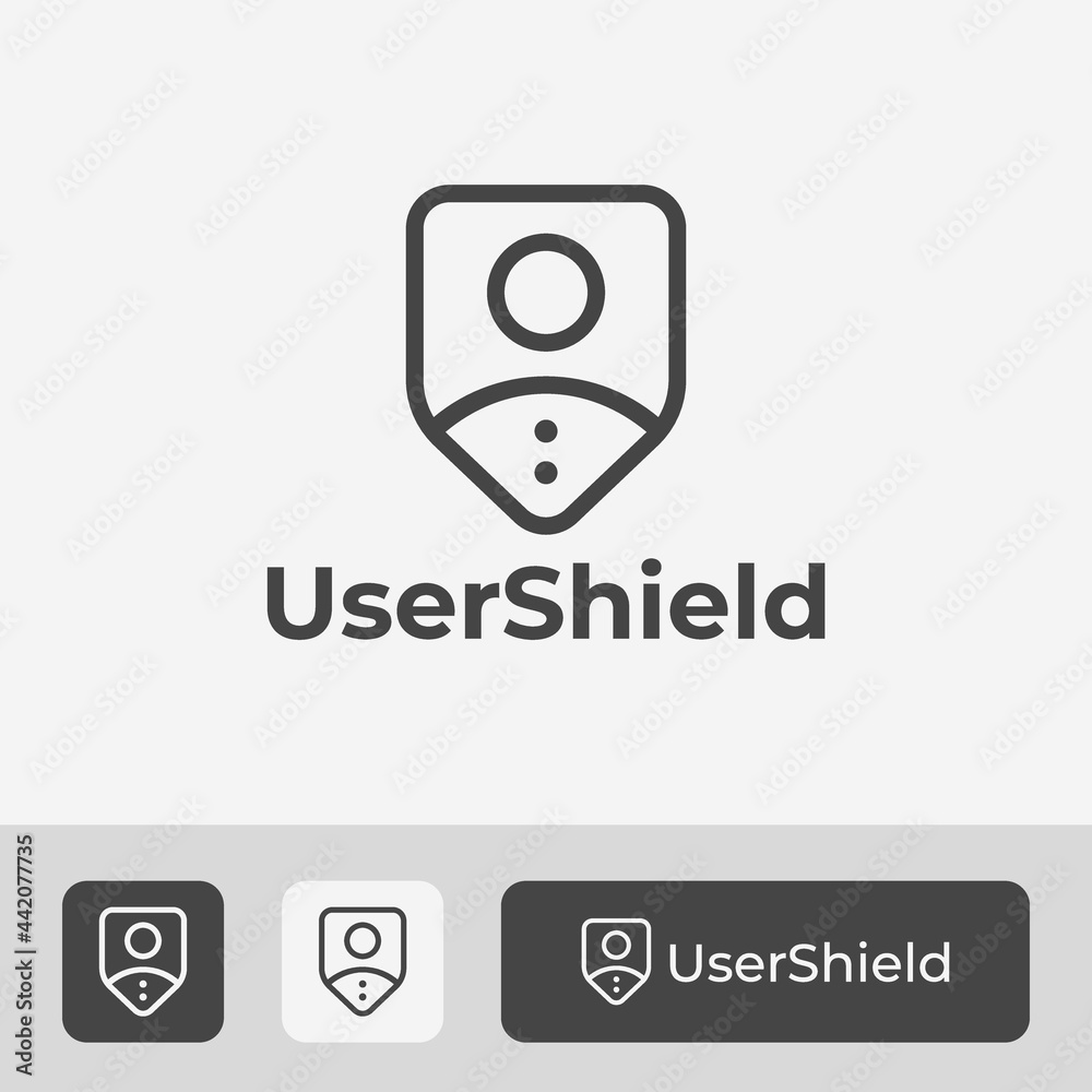 shield logo with people icon combination, security logo for protection user, simple and minimal vector illustration design shield logo with people icon combination, security logo for protection user, simple and minimal vector illustration design