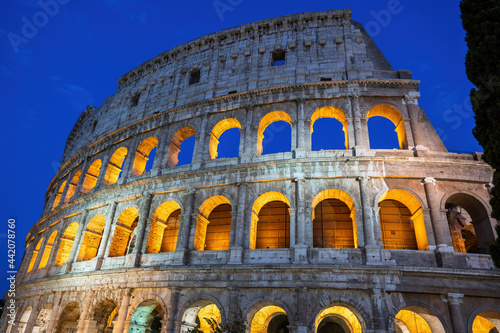 The Colosseum At Night In Rome, Italy