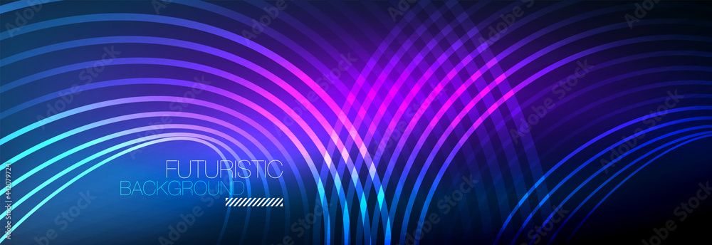 Dark abstract background with glowing neon circles. Trendy layout template for business or technology presentation, internet poster or web brochure cover, wallpaper Dark abstract background with glowing neon circles. Trendy layout template for business or technology presentation, internet poster or web brochure cover, wallpaper