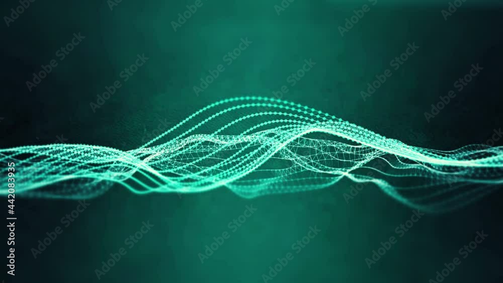 Abstract futuristic wireframe vector curves dynamic grid rippling motion loop seamless with blurred background 4K UHD video animation