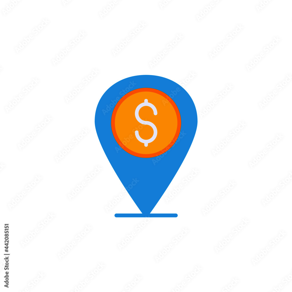 Money location icon illustration flat style Money location icon illustration flat style