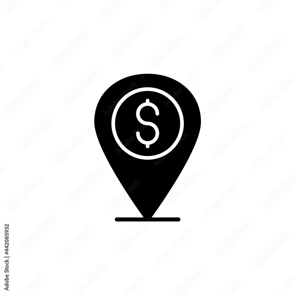 Money location icon illustration glyph style Money location icon illustration glyph style