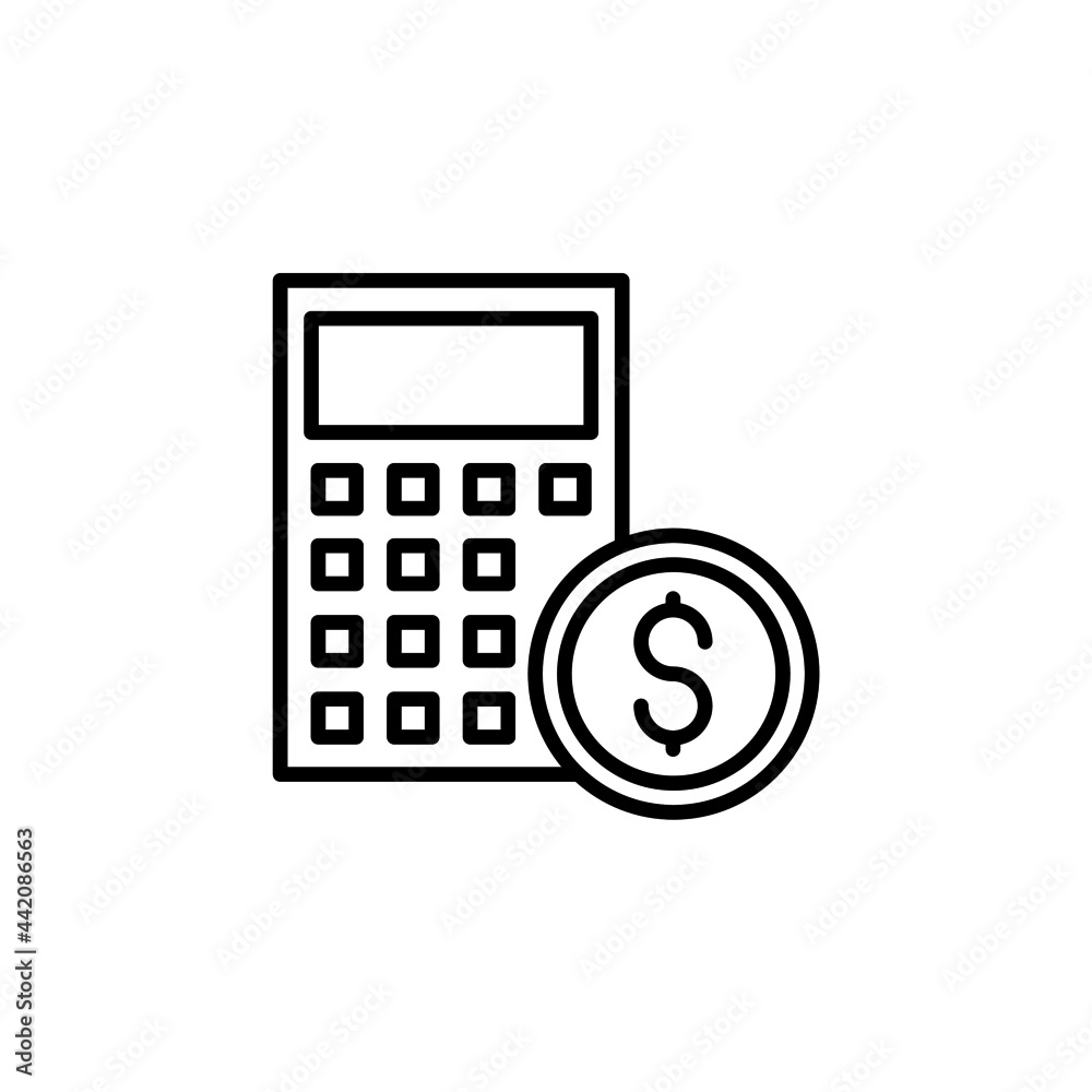 Money calculator icon illustration line style Money calculator icon illustration line style