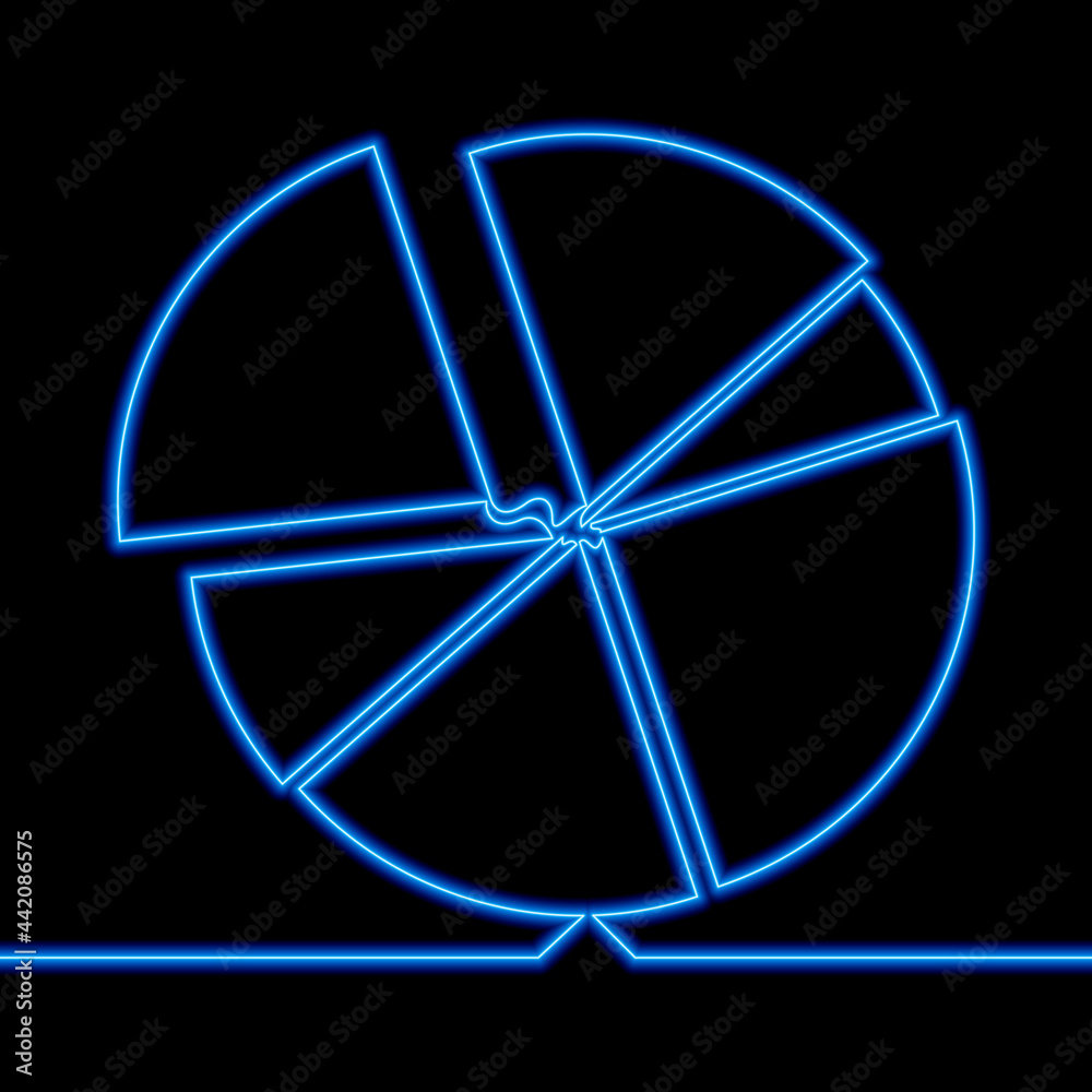 Continuous line drawing Business pie chart neon Continuous line drawing Business pie chart neon