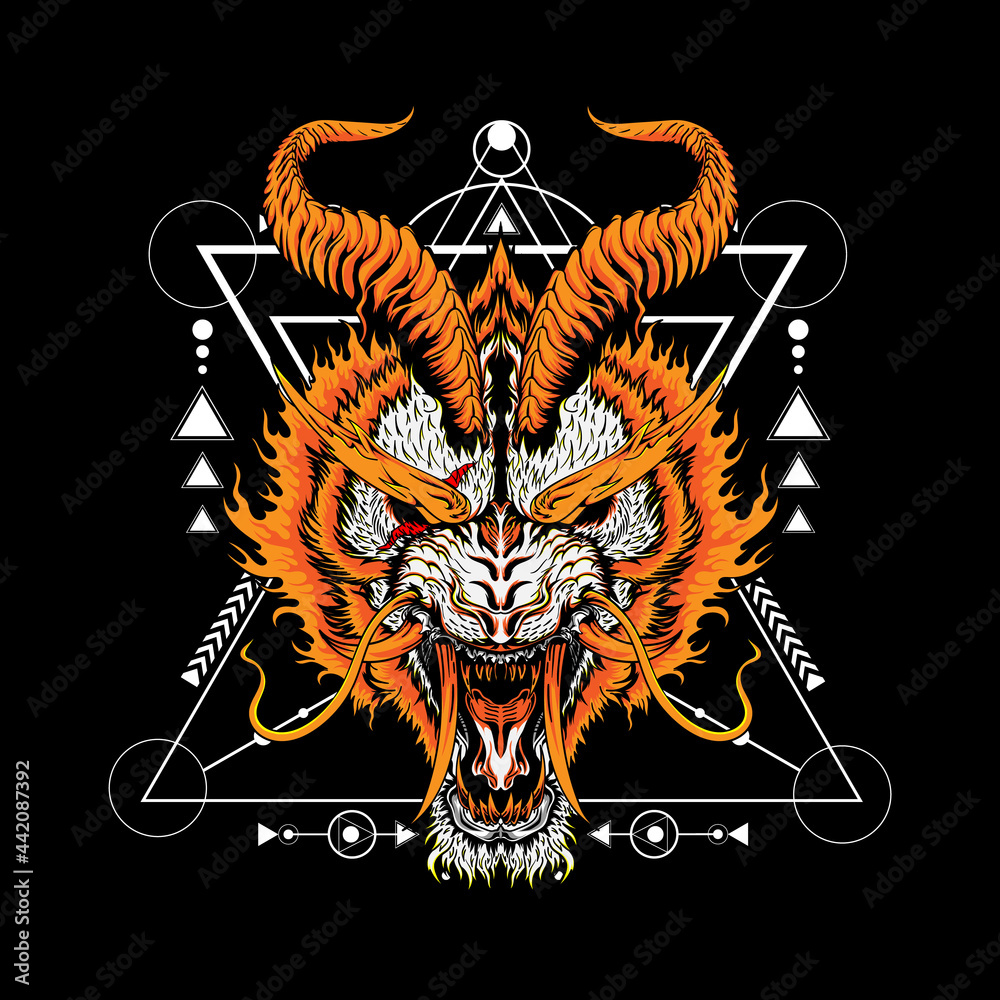 Fototapeta premium White Tiger Illustration can use for mascot logo, gaming logo and t-shirt design