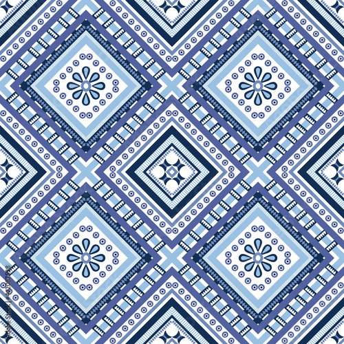 Ethnic geometric oriental seamless pattern traditional design for background carpet wallpsper clothing wrapping batik fabric vector illustration embroidery style ikat gypsy indian maxican decorate  photo