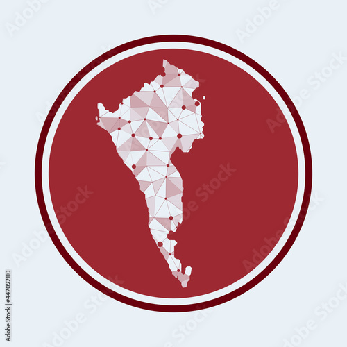 Coron Island icon. Trendy tech logo of the island. Geometric mesh round design. Technology, internet, network, telecommunication concept. Vector illustration.