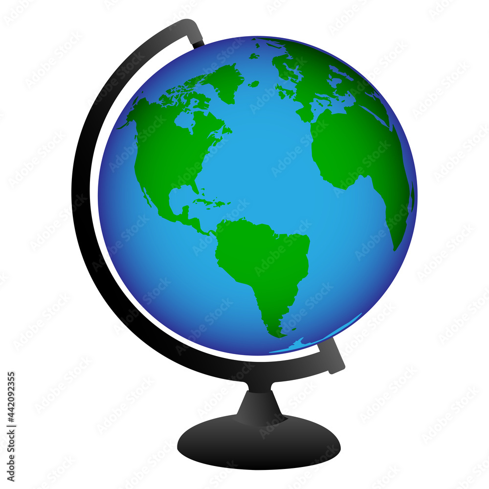 School globe planet earth with world map isolated on white background. Vector illustration. School globe planet earth with world map isolated on white background. Vector illustration.