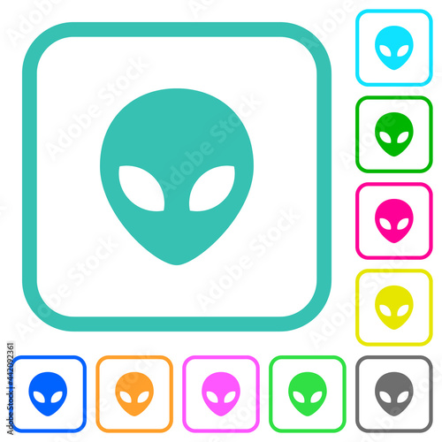 Alien head vivid colored flat icons