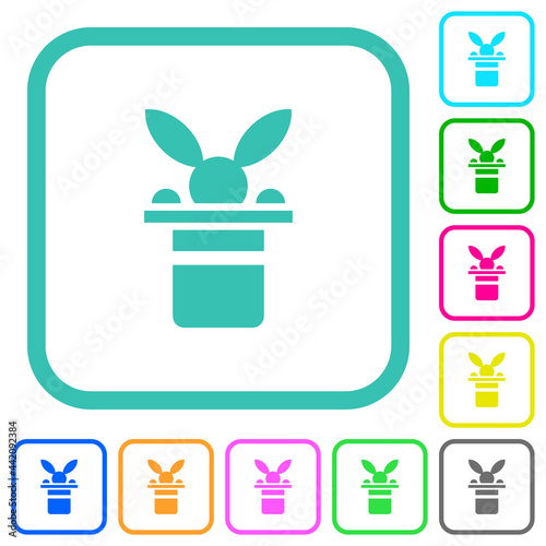 Magic hat with bunny ears vivid colored flat icons