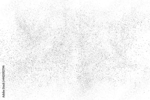 Distressed black texture. Dark grainy texture on white background. Dust overlay textured. Grain noise particles. Rusted white effect. Grunge design elements. Vector illustration, EPS 10.