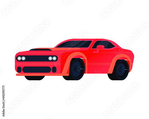 Sport Car. Modern Flat Vector Illustration. Colorful Cartoon Style Automobile. Social Media Template.