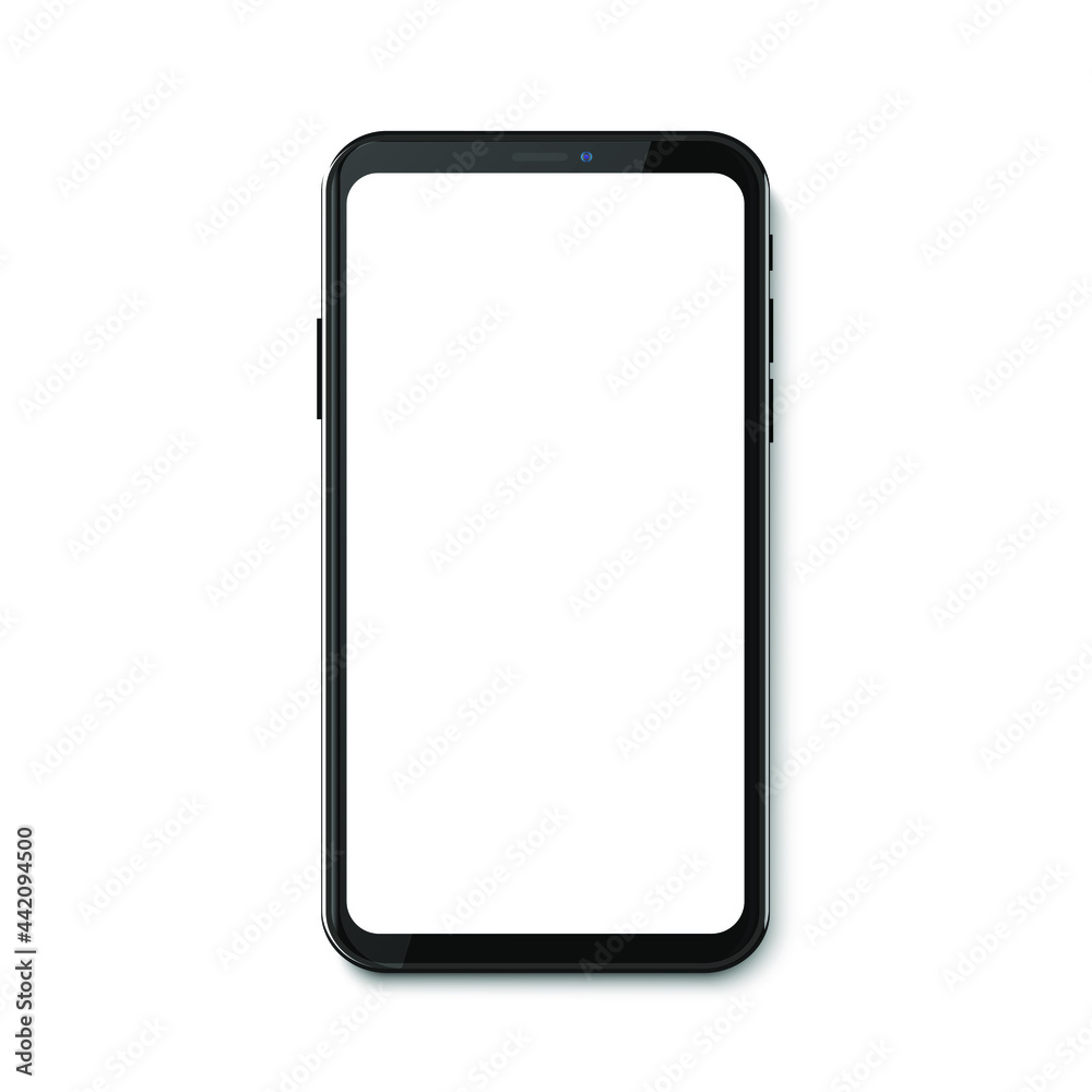 Vector Realistic Frameless Smartphone Screen Vector Mockup Isolated on White Background for Mobile Application, Web Site, Game, Presentation UI UX Design Template Vector Realistic Frameless Smartphone Screen Vector Mockup Isolated on White Background for Mobile Application, Web Site, Game, Presentation UI UX Design Template