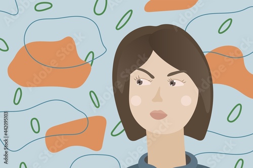 Pensive girl on an abstract background