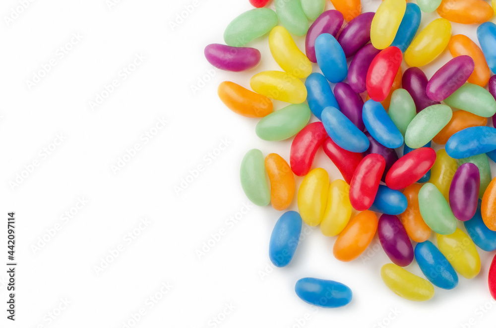 Jelly beans and space for text isolated