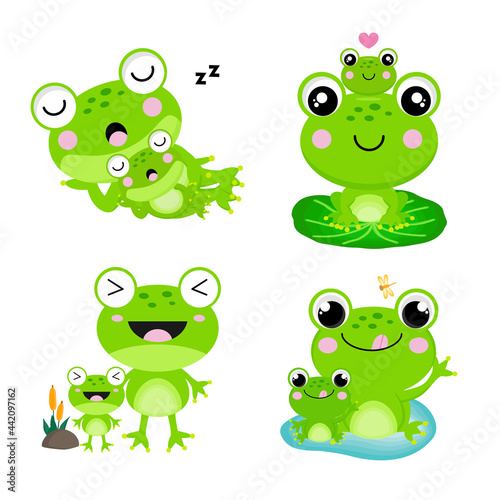 Mother and Baby Frog cartoon for kids.