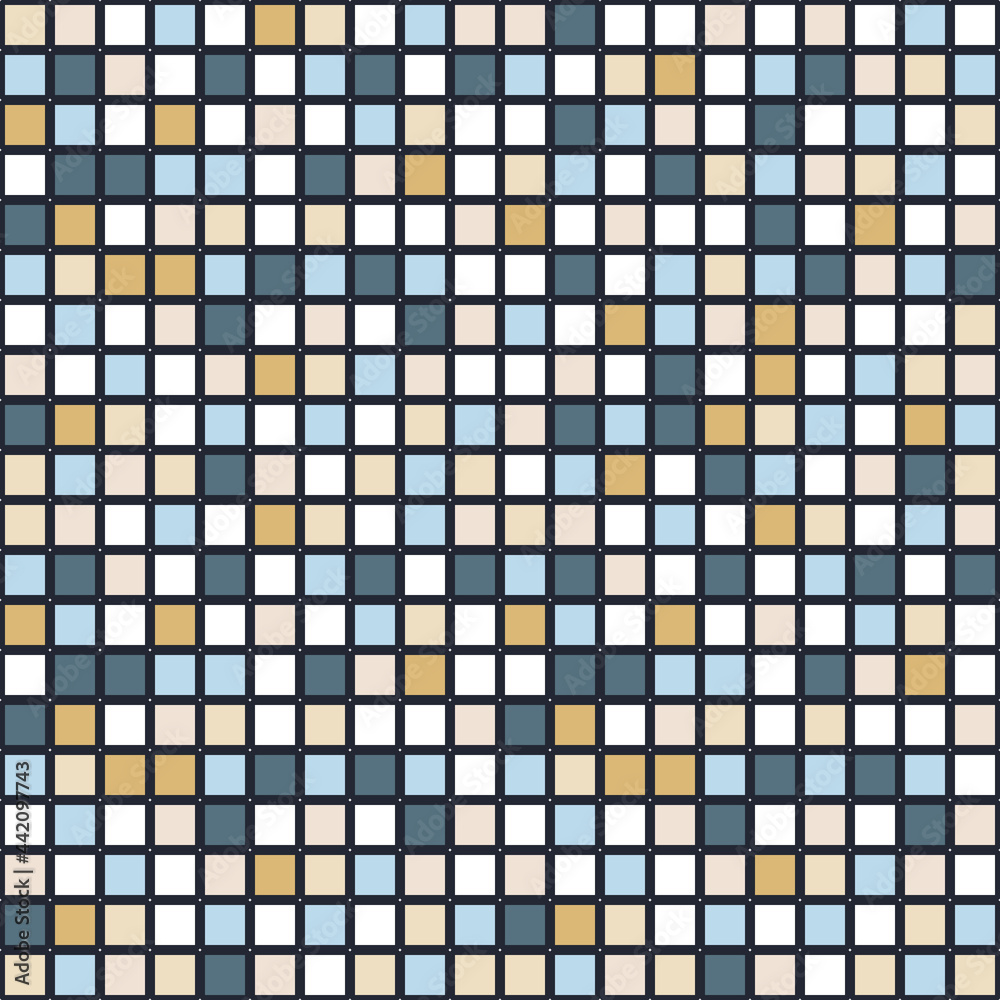 Seamless vector pattern with multicolored squares. Textured background. Mosaic design. Surface, fabric pattern