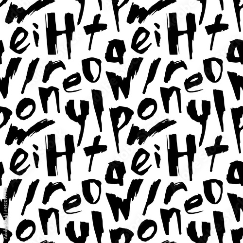 Grunge seamless pattern handwriting letters brush font