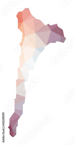 Map of Ko Samet. Low poly illustration of the island. Geometric design with stripes. Vector illustration.