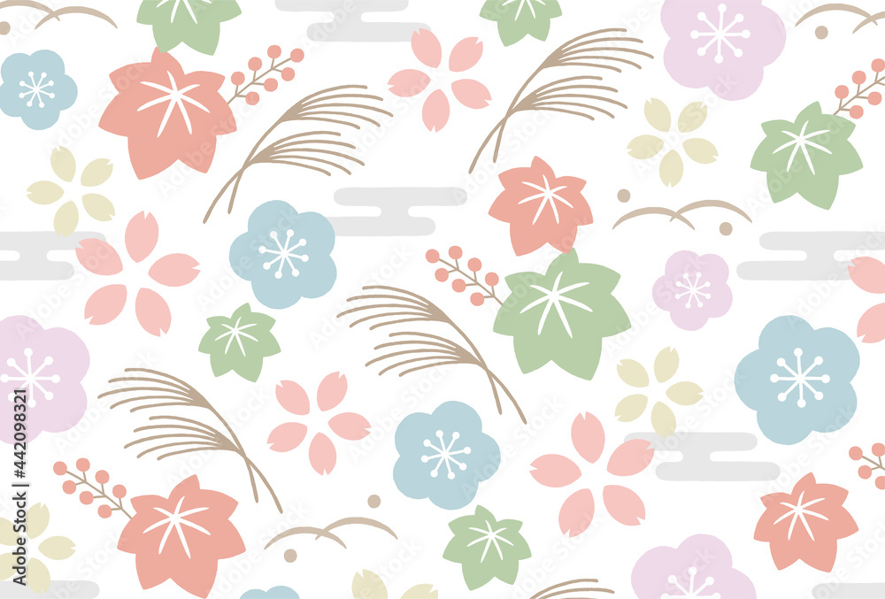 レトロポップな四季の和柄b Stock Vector Adobe Stock レトロポップな四季の和柄b Stock Vector Adobe Stock