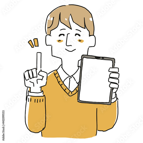 タブレットを持っている先生