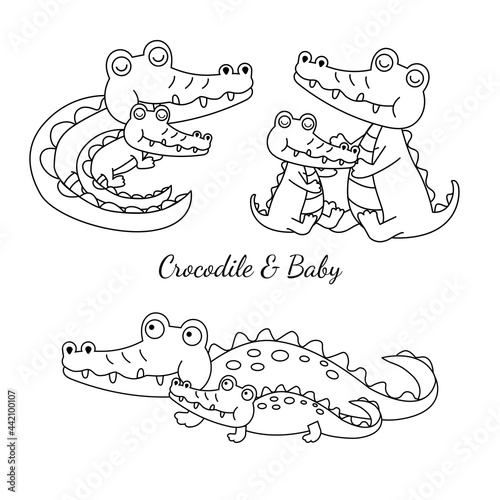  cute crocodile and baby cartoon.