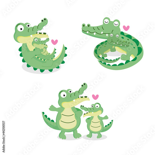  cute crocodile and baby cartoon.