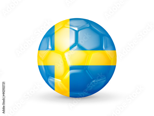 3D soccer ball with the Sweden national flag. Sweden national football team concept