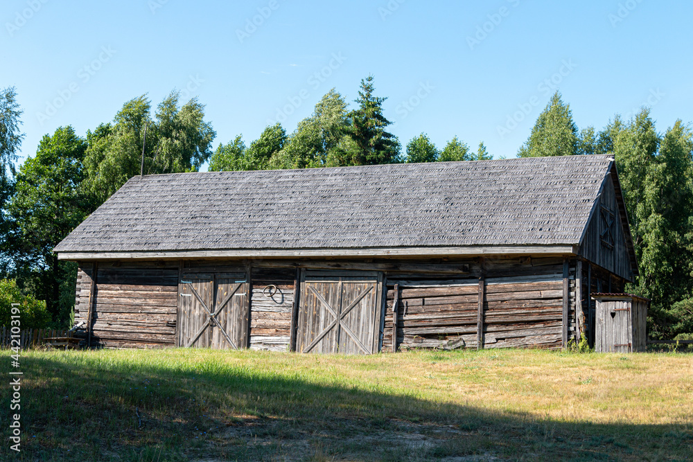 An old wooden barn in the countryside