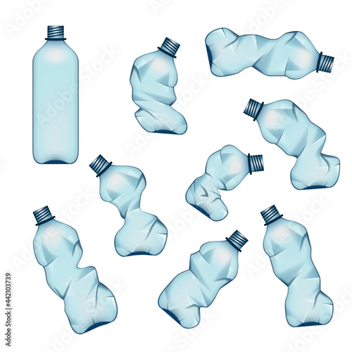 Empty Used Normal And Crumpled Plastic Bottle