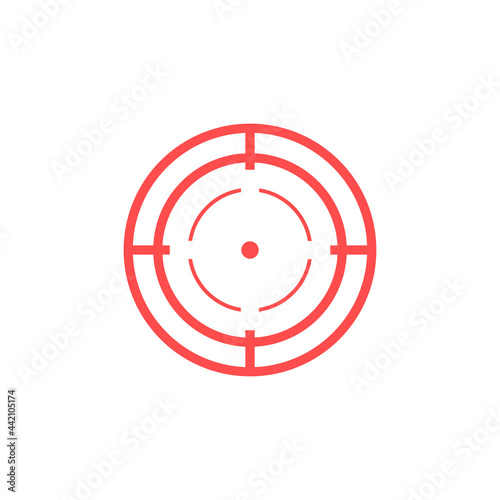 Target red icon. Focus cursor bull eye mark. Aim sniper shoot. Vector isolated on white
