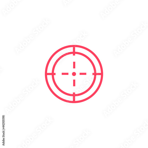 Target red icon. Focus cursor bull eye mark. Aim sniper shoot. Vector isolated on white