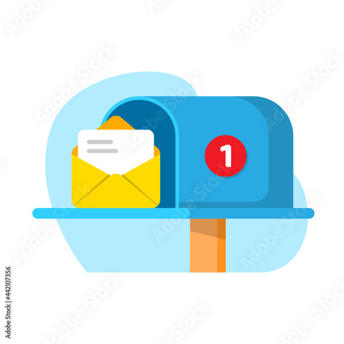 received new email notification with post box concept illustration flat design vector eps10. modern graphic element for landing page, empty state ui, infographic, icon