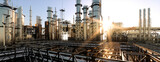large oil refinery plant at sunrise on a clear day 3d render