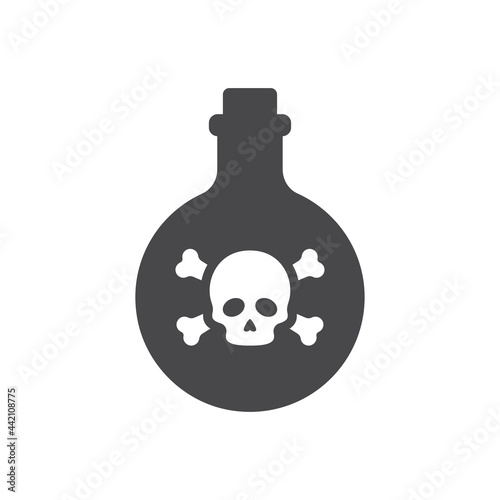 Bottle of poison with skull and bones icon. Poisonous sign with crossbones symbol.