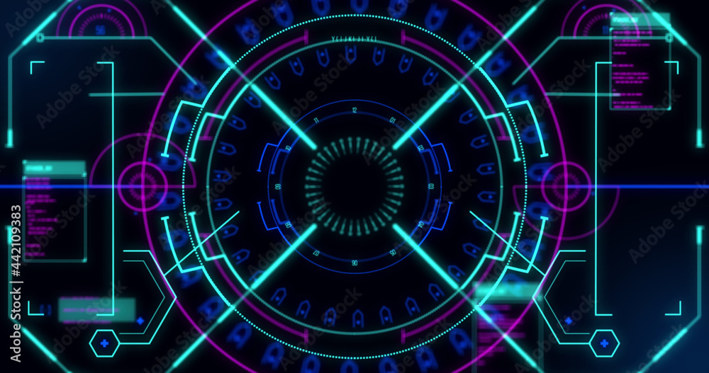 Obraz premium Image of scope scanning and data processing on black background